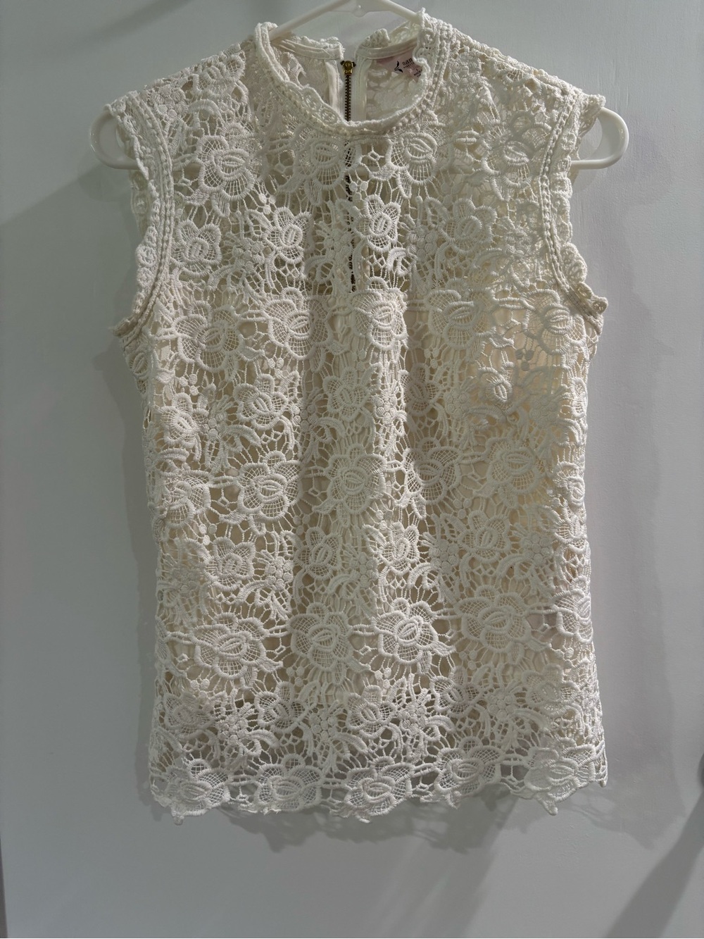 Nanette Lepore Cream Crochet Lace Tank